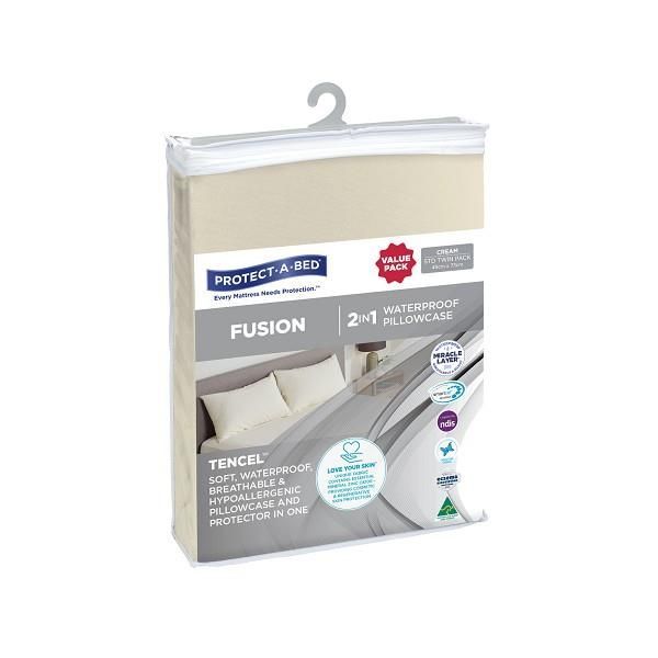 Protect-A-Bed Fusion Pillowcase Standard Twin Pack Cream