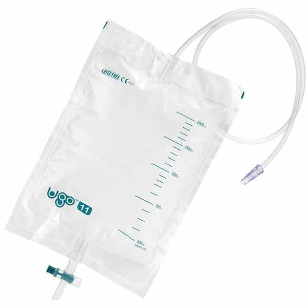 Ugo Drainage Bag 2L Sterile 90cm Tube T Tap Single Use Box 10
