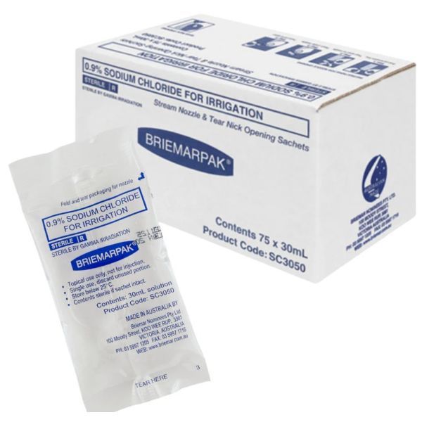 Sodium Chloride 0.9%  Irrigation Solution Sachets 30ml Box 75