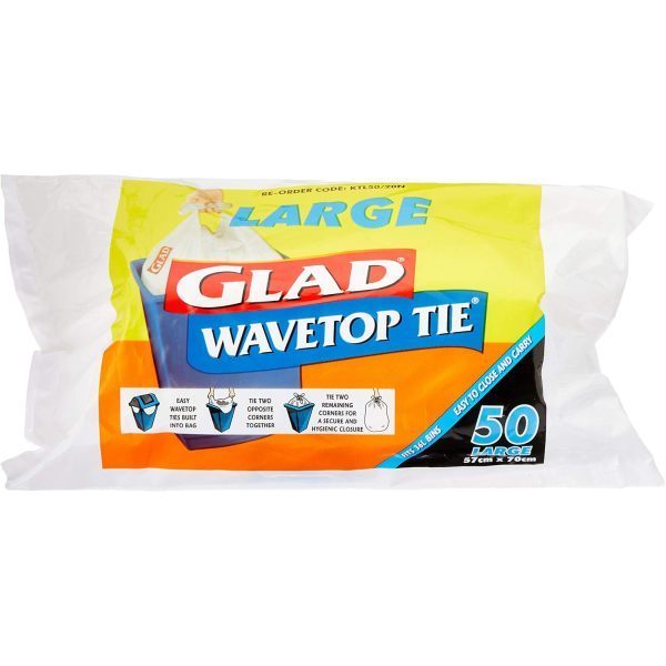 Glad Wavetop Bag 36 Litre 50 Roll For Swing Bin Liners