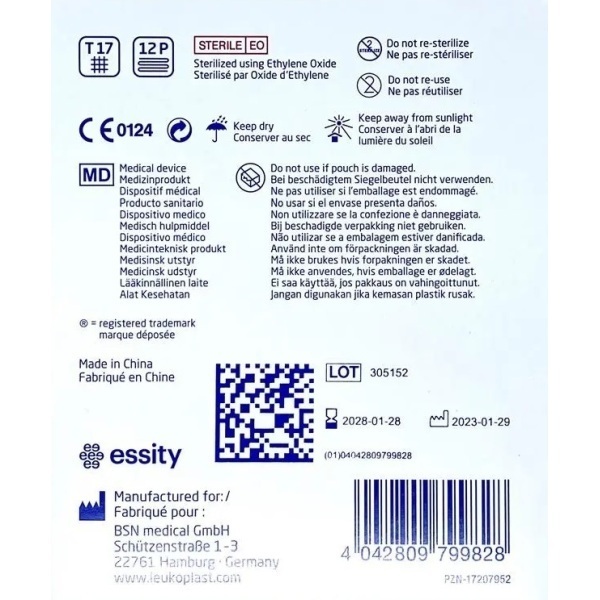 Leukoplast Compress Cotton Gauze 7.5cm x 7.5cm Sterile 8ply White 5's Pack 48 - Image 3