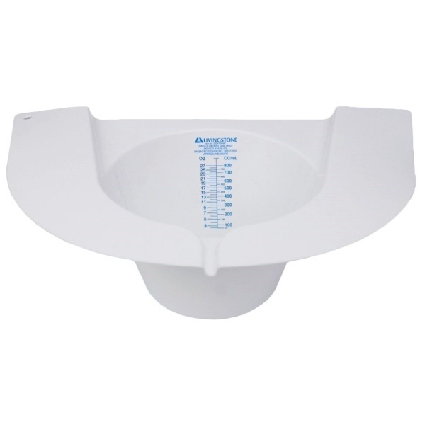 Livingstone Toilet Bowl Discharge Specimen Collector Witches Hat Graduated 800ml 32x21 x10.5cm White Ctn100
