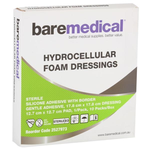 Bare Medical Hydrocellular Foam With Border Sacral 17.8x 17.8cm Sterile Box 10
