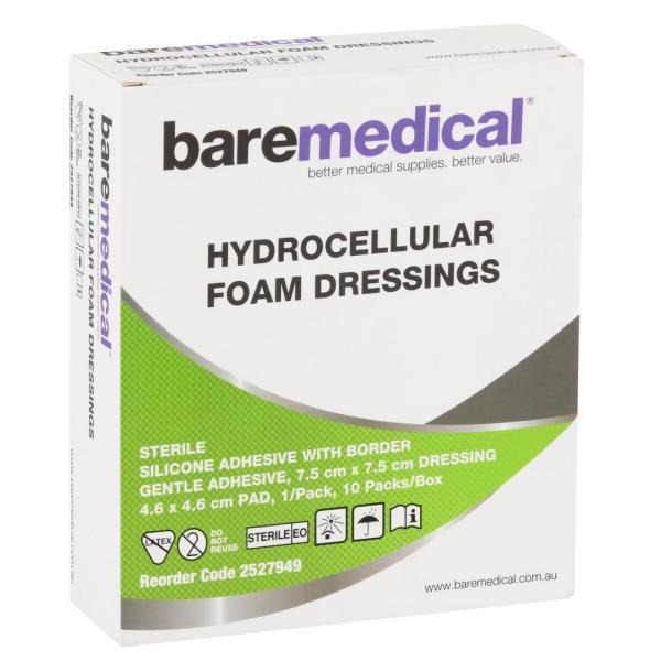 Bare Medical Hydrocellular Foam With Border 7.6x7.6cm Sterile Box 10