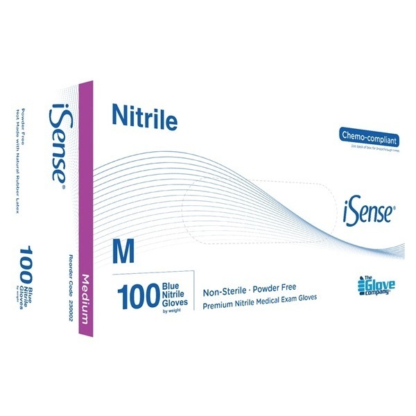iSense Blue Nitrile Glove Medium Box 100