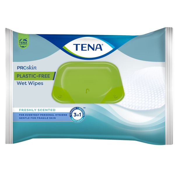 Tena Plastic Free Wet Wipes Pk48