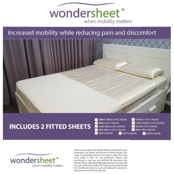 Wondersheet King Single Fitted Sheet 107cm x 203cm Cream 35cm Depth