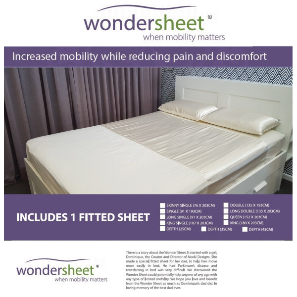 Wondersheet Double Fitted Sheet 135cm x 193cm Cream 35cm Depth