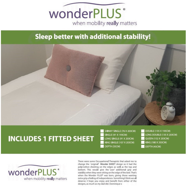 Wondersheet Plus Fitted Sheet Queen 152cm x 203cm Depth 45cm White