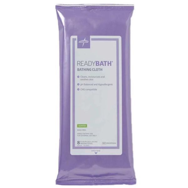 Medline Readybath Complete Fragrance Free 20x20cm Pack 8