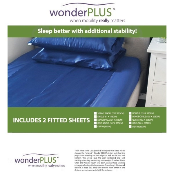 Wondersheet Plus Fitted Sheets Queen 152cm x 203cm Depth 35cm Blue (2)