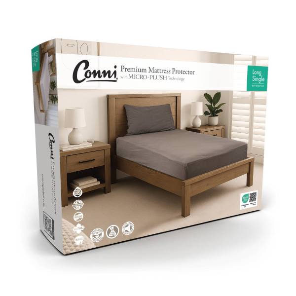 Conni Micro-Plush Waterproof Fitted Sheet Charcoal Long Single 92cm x 203cm