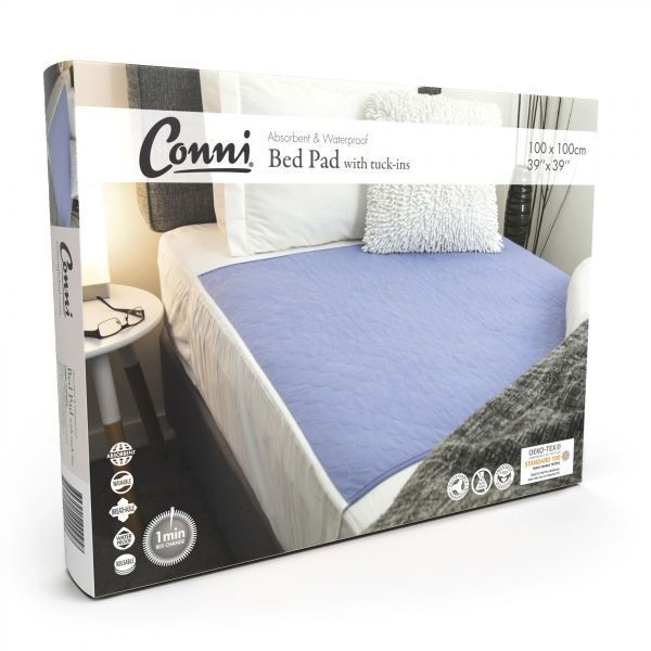 Conni Max Waterproof Bed Pad with Tuckins 1x1m 2400ml Mauve