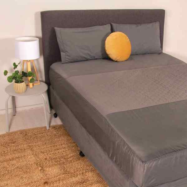 Conni Fitted Bed Pad Sheet Charcoal Queen 153cm x 203cm