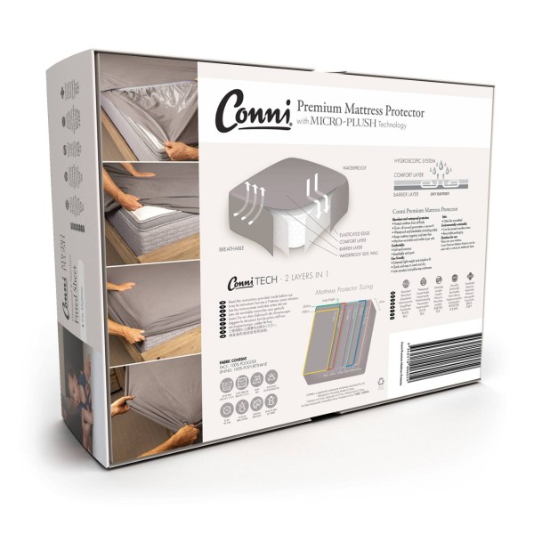 Conni Micro-Plush Waterproof Fitted Sheet Charcoal Double 137cm x 188cm - Image 2