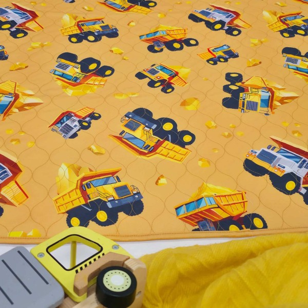 Conni Kids Bed Pad with Tuck-Ins 100cm x 100cm Truck Print - Image 3