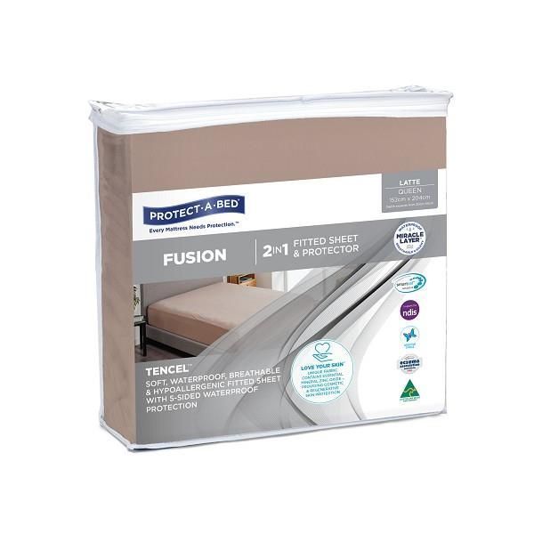 Protect-A-Bed Fusion Fitted Sheet Queen Latte