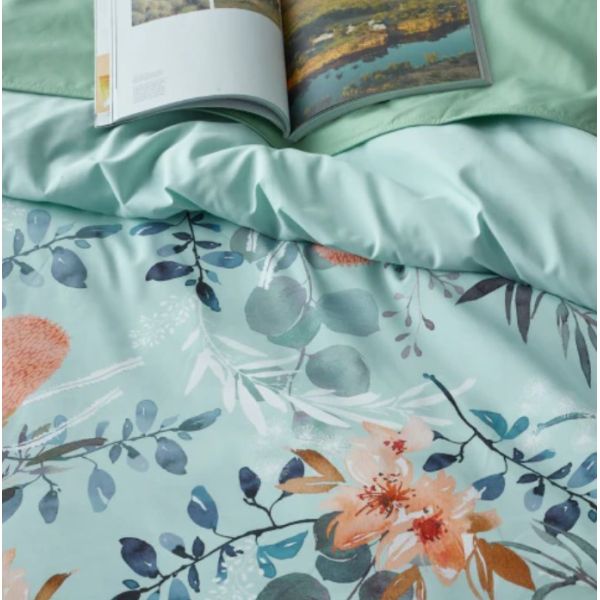 Staydry Native Blue Water Resistant Quilt Cover Set Queen Bed - Image 2