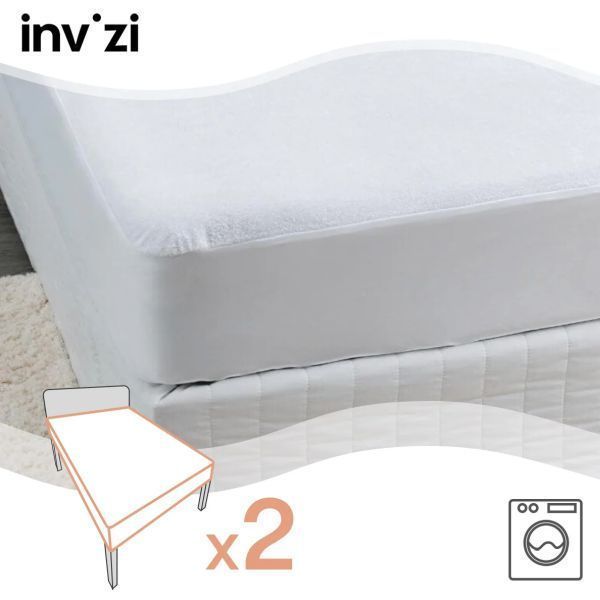 Invizi Fitted Sheet Waterproof King Twin Pack