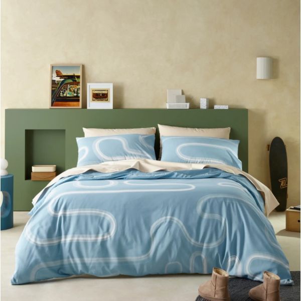 Staydry Kaos Blue Quilt Cover Set Double Bed