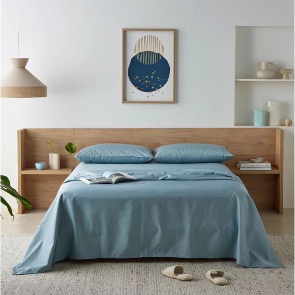 Staydry Waterproof Bamboo Fitted Sheet Blue Double Bed