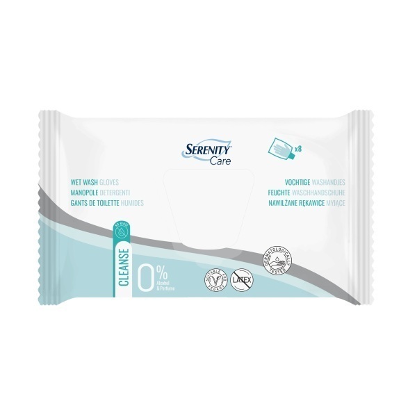 Serenity Care Wet Wash Gloves Pk8 by iD in Soaps and Washes