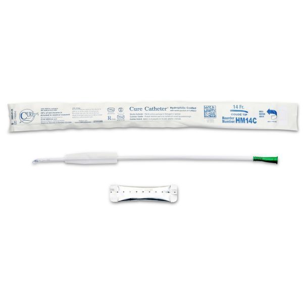 Image of Cure Hydrophilic Catheter Coude Tip Male FG14 Box 30 by Cure - medical product