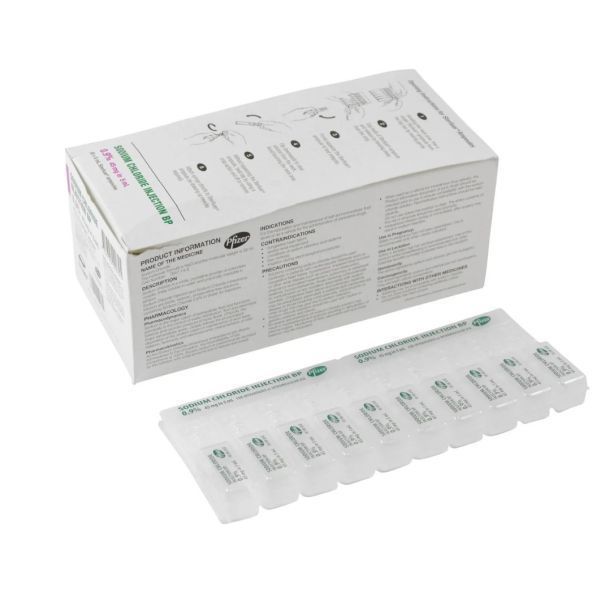 Sodium Chloride 0.9% Ampoule 5ml For injection by Pfizer in Solutions