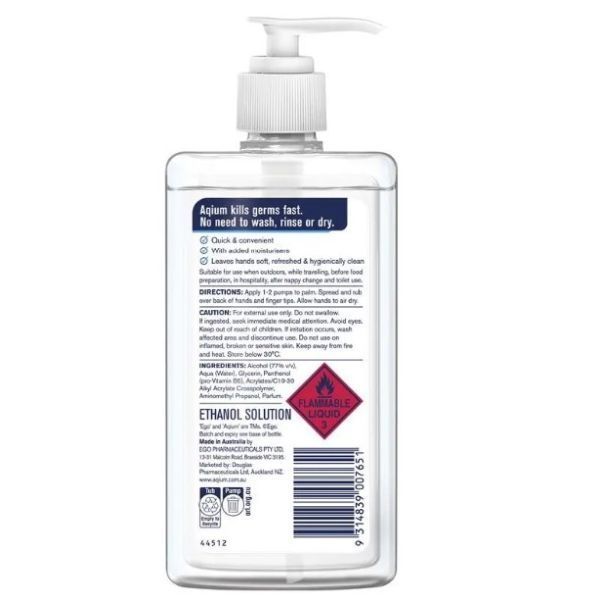 Aqium Anti Bacterial Hand Gel Pump 375ml - Image 2