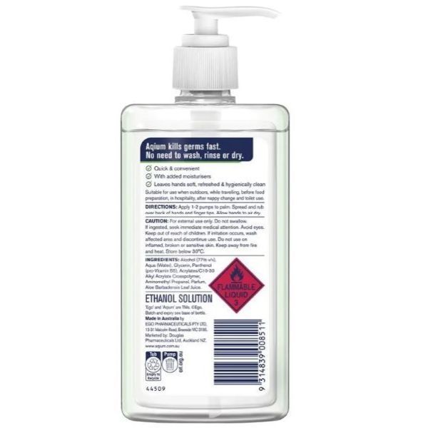 Aqium Hand Sanitiser Aloe 375ml - Image 2
