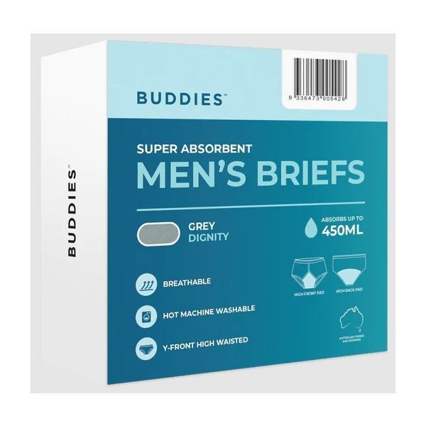 Buddies Dignity Mens Brief Small Y-Front 80cm Grey 450ml - Image 2