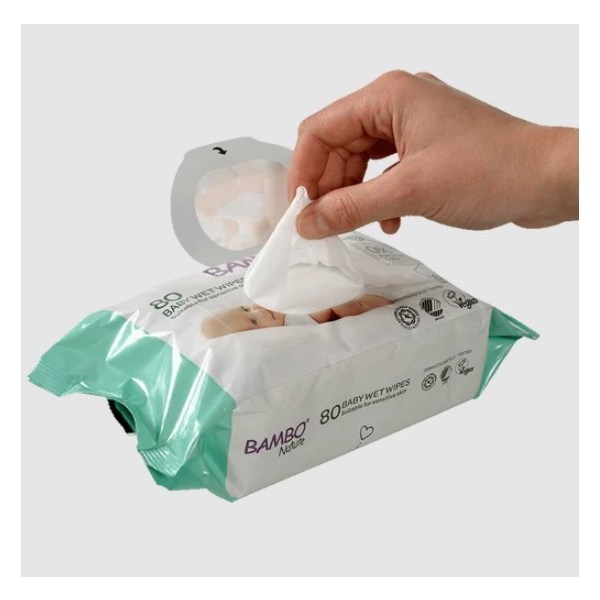 Bambo Nature Wet Wipes 15x20cm Pack 80 - Image 2
