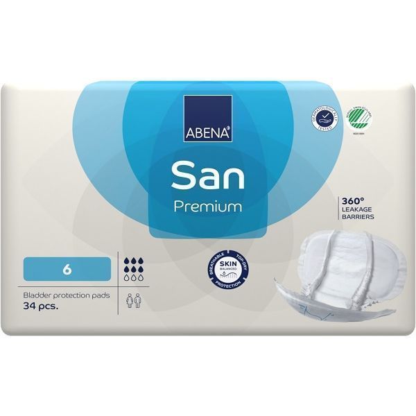 Abena San 6 Plus White 1600ml Pack 34 by Abena in Anatomic Pads