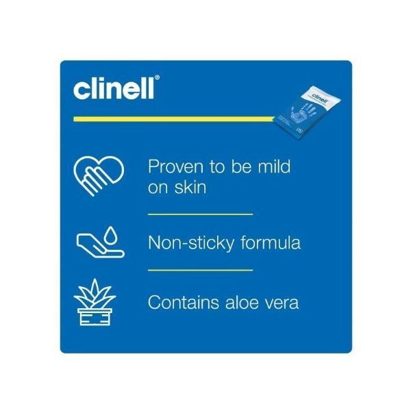 Clinell Antibacterial Hand Wipes Individual Sachets Box of 100 - Image 3