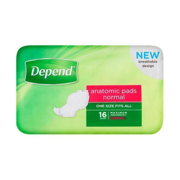 Depend Anatomic Pad Normal 1300ml 16s by Depend in Anatomic Pads
