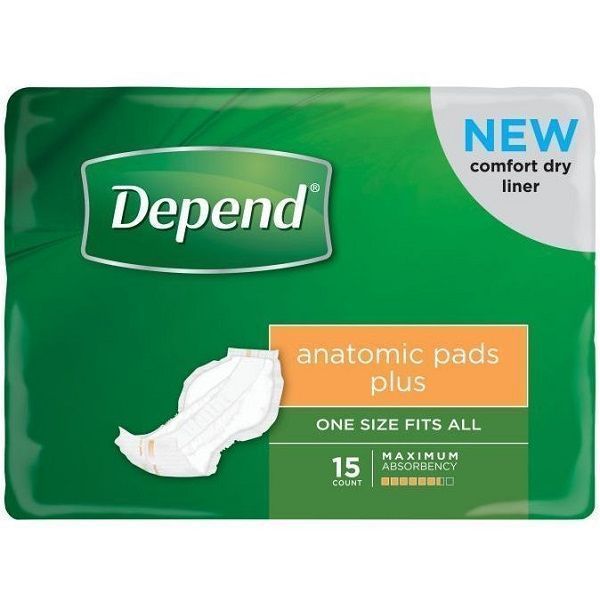 Depend Anatomic Plus 1700ml Unisex Pk15 by Depend in Anatomic Pads