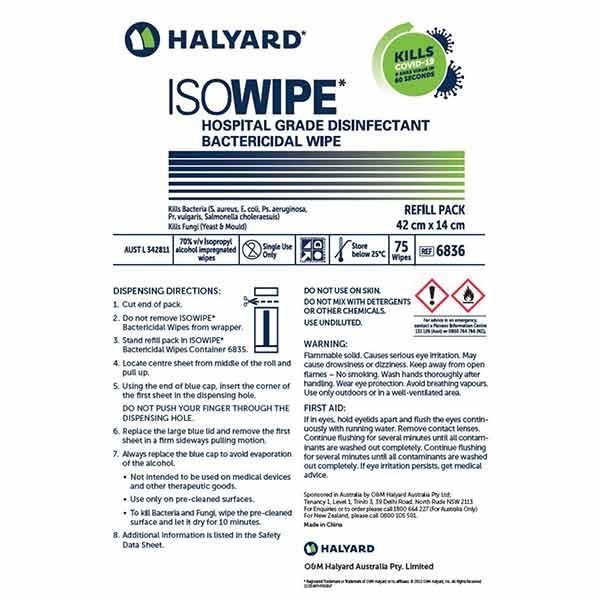 Isowipe Disinfecting Wipes Refill Pack 75 - Image 3
