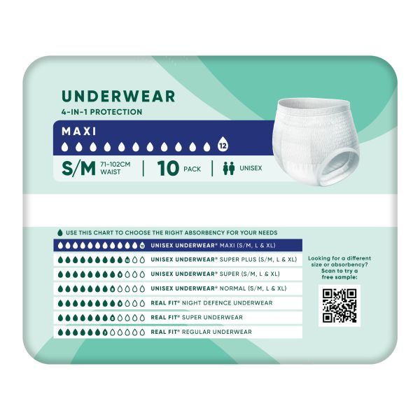 Depend Expert Care Maxi Unisex Underwear Size Small/Medium 2100ml 71-102cm Pack 10 - Image 4