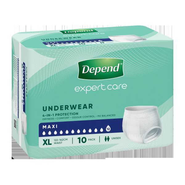 Depend Expert Care Maxi Unisex Underwear Size Extra Large 112cm - 162cm Pack 10 by Depend in Pull_Ups Extra Large