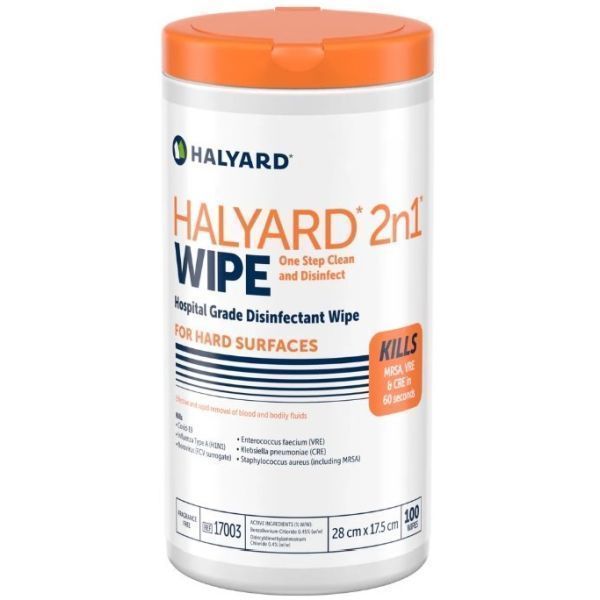 Halyard 2n1 Wipe Canister 100 Wipes by Halyard in Antibacterial Wipes