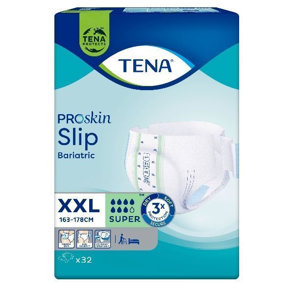 Tena Slip Proskin Bariatric Brief 2XL Maxi 2040ml Pk32 BrightSky Tena Slip Proskin Bariatric Brief 2XL Maxi 2040ml Pk32 BrightSky