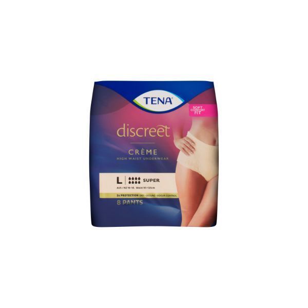 Tena Pants Discreet Crème Large 95-130cm 606ml Pk8 by Tena in Pull_Ups Large