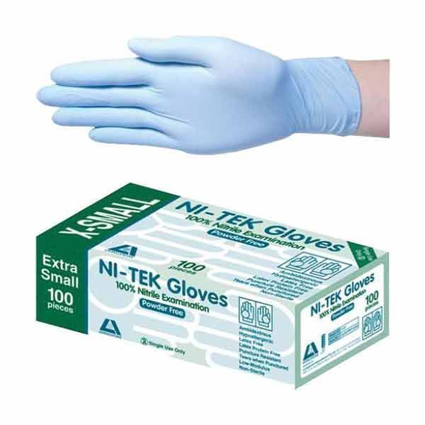 Ni-Tek(Nitrile) Glove powder free Standard Cuff Extra Small Pk100 by Ni-Tek in Nitrile Non Sterile