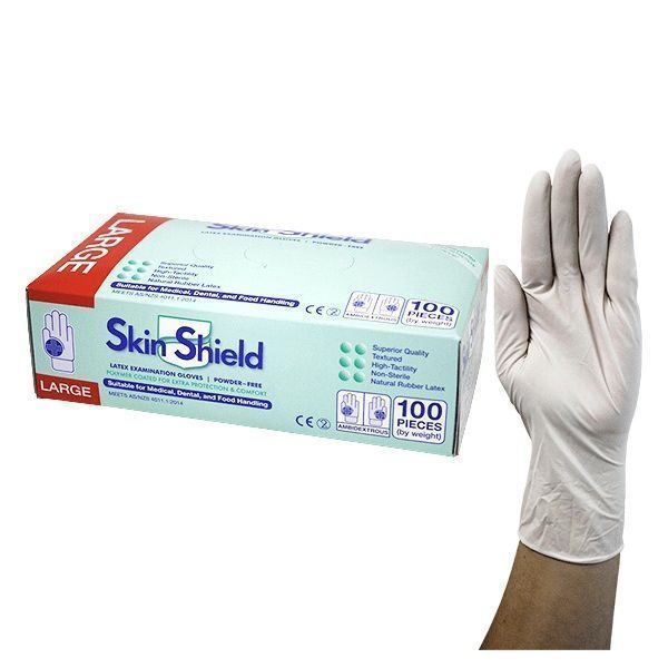 Skin Shield Glove Polymer Coated Latex Powder Free Large Box 100 by Skin Shield in Latex Non Sterile