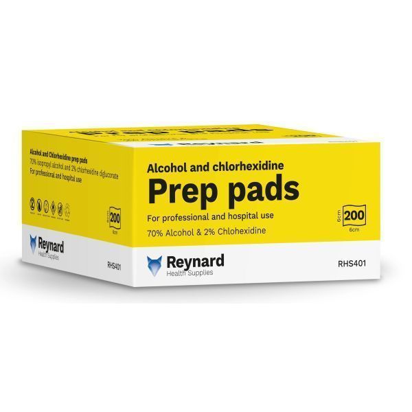 Chlorhex And Alco Prep Pad 6x6cm box 200 by Reynard in Other Wipes