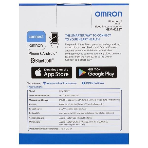 Omron HEM6232T Bluetooth Wrist Blood Pressure Monitor - Image 2