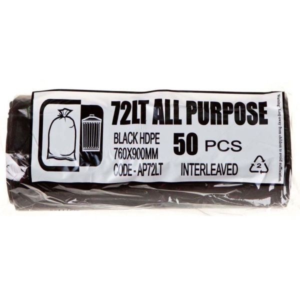 Austar Bin Liners All Purpose 72L Black Roll 50 by Austar in Bin Liners