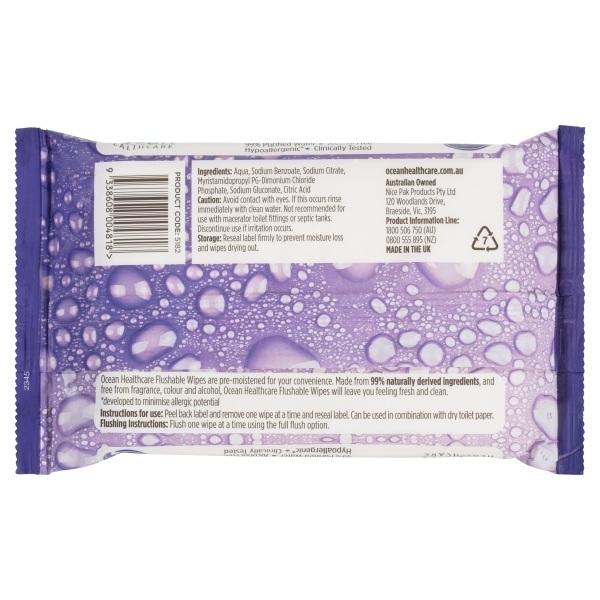 Ocean Flushable Wipes 13x16cm Pack 40 - Image 2