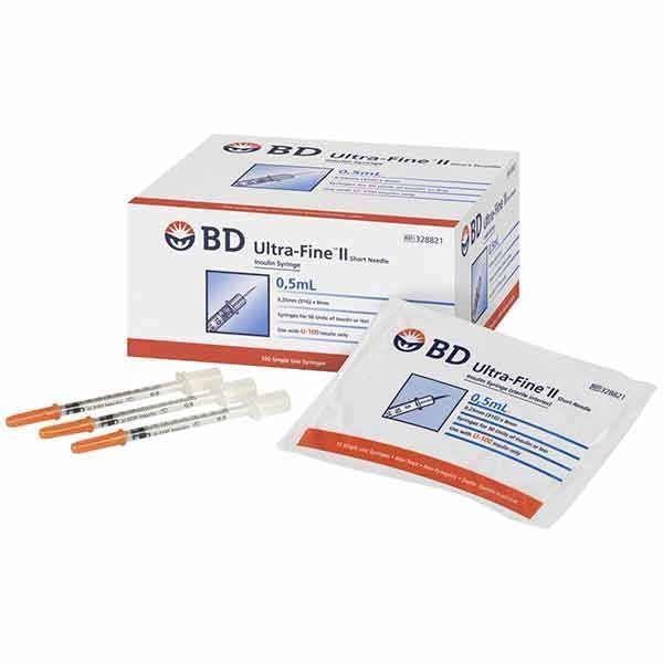 BD Ultra-Fine II 0.5ml 31G 8mm Insulin Syringes Box 100 product image for SEO and accessibility