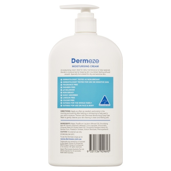 Dermeze Moisturising Cream 500g Bottle - Image 2